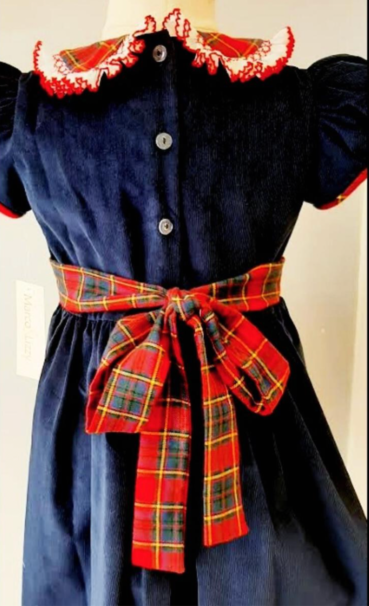 Girls Navy Velvet Dress